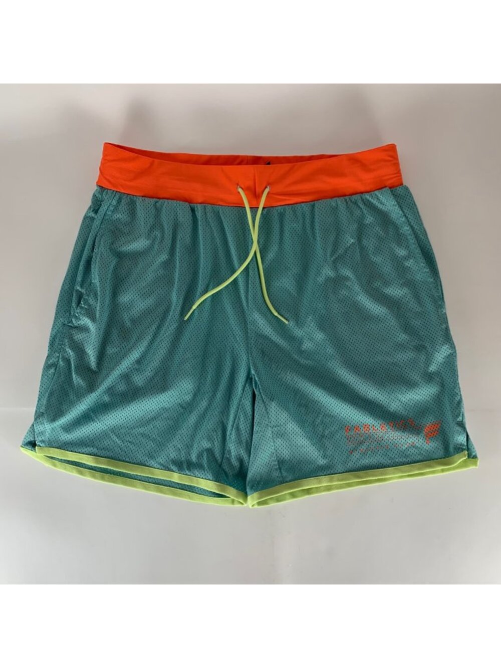 Fabletics Mens Turquoise Orange Athletic Shorts